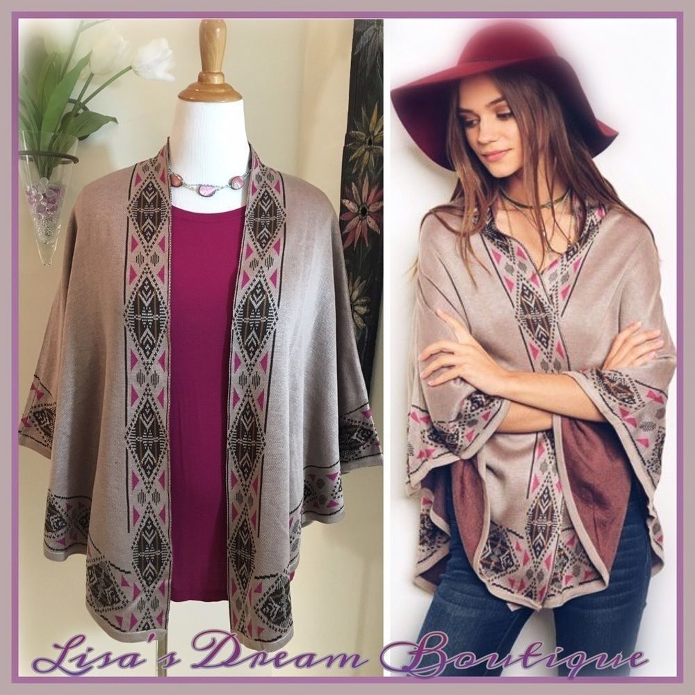 Grey & Mauve Southwestern Flutter Cardigan - image 1